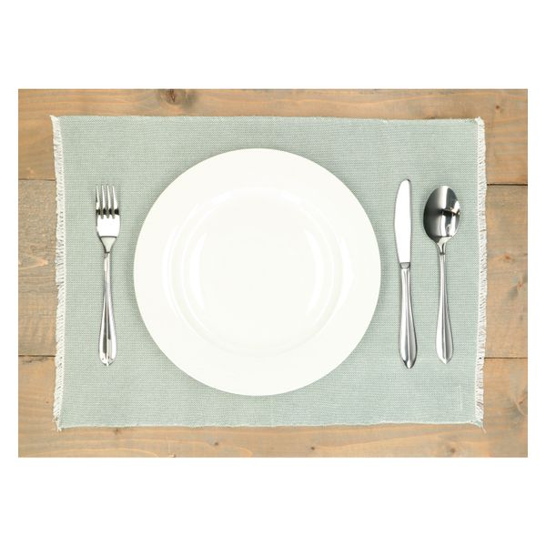 Placemat fringes, GOTS organic cotton, green grey, 35 x 50 cm