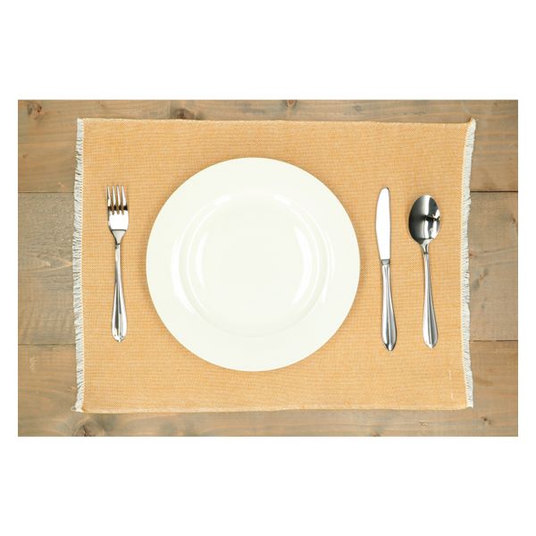 Placemat fringes, GOTS organic cotton, ochre yellow, 35 x 50 cm