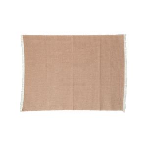 Place mat with fringes, organic cotton, sienna