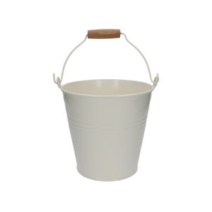 Set of 3 Metal Buckets with Handles in Black,White and Cream