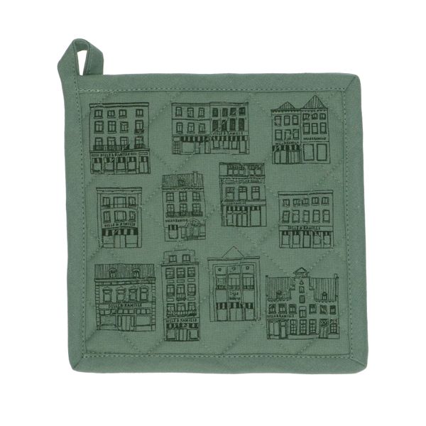 Pannenlap, bio-katoen, grijsgroen met geveltjes