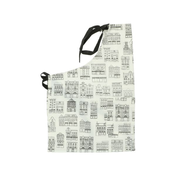 Apron, organic cotton, white with black façades