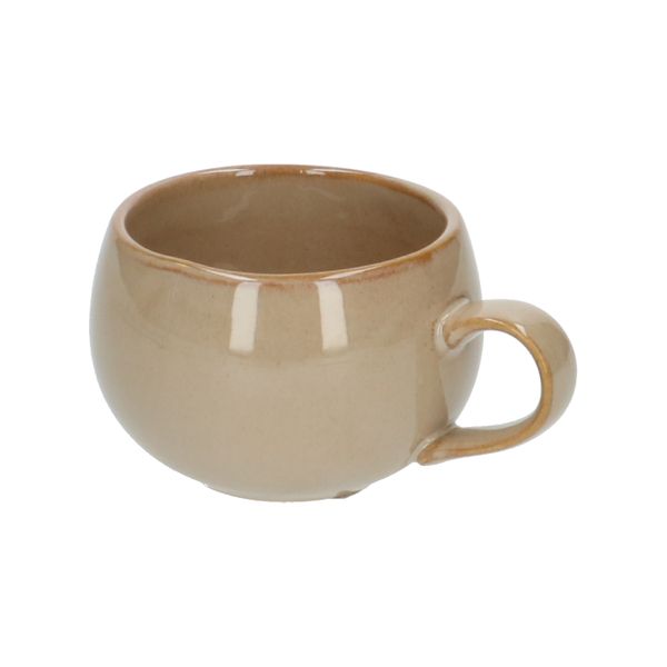 Mug rond, email réactif, grès, couleur sable, Ø 12 cm