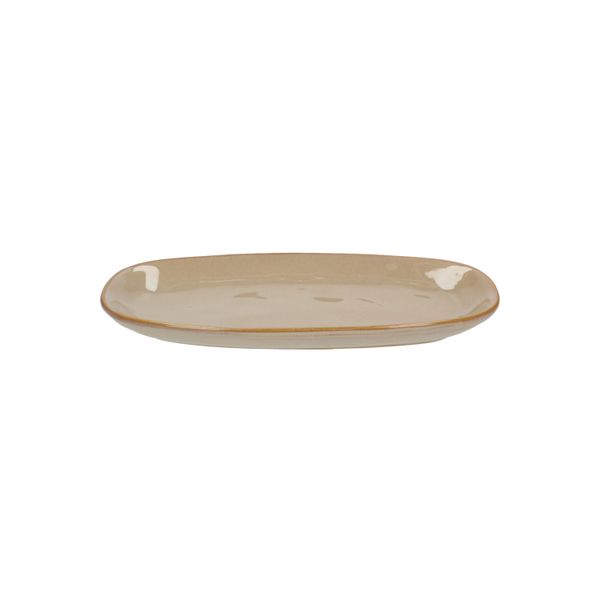 Schaal reactief glazuur, steengoed, zand, 26 x 12 cm