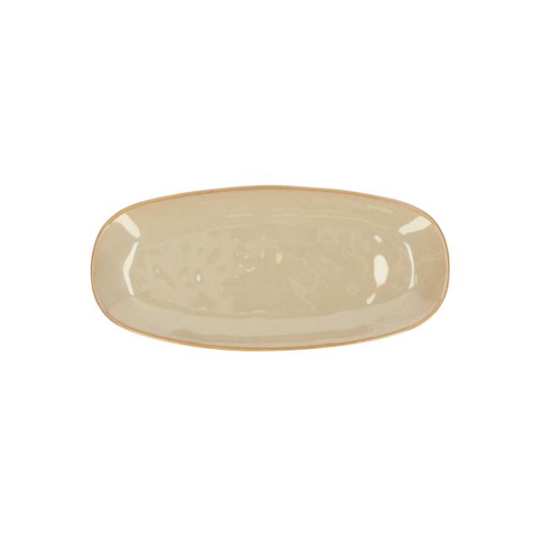 Schaal reactief glazuur, steengoed, zand, 26 x 12 cm