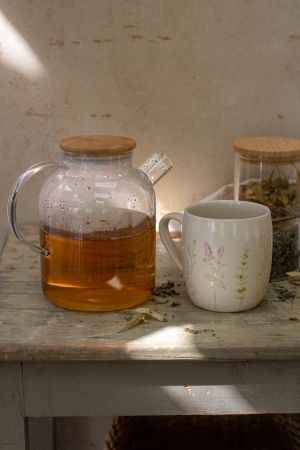 Teekanne mit Bambusdeckel, Glas 1.6 l