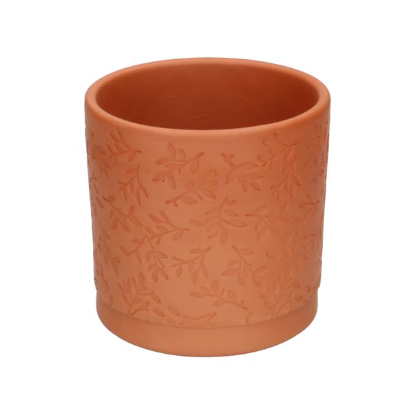 Bloempot, terracotta, blaadjespatroon, Ø 11 cm