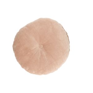 Velvet cushion, organic cotton, old pink, round