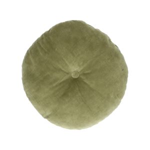 Velvet cushion, organic cotton, moss green, round