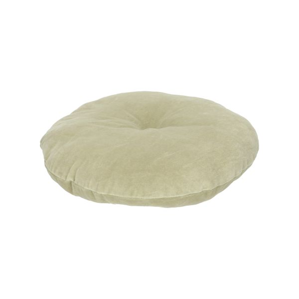 Velvet cushion, organic cotton, celadon, round