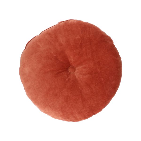 Velvet cushion, organic cotton, terra, round