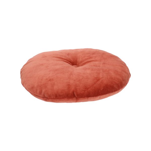 Velvet cushion, organic cotton, terra, round