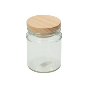 Pot with wooden lid, glass, 350 ml
