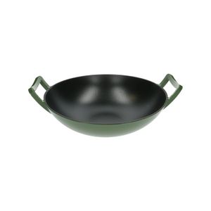 Wok, cast iron, green