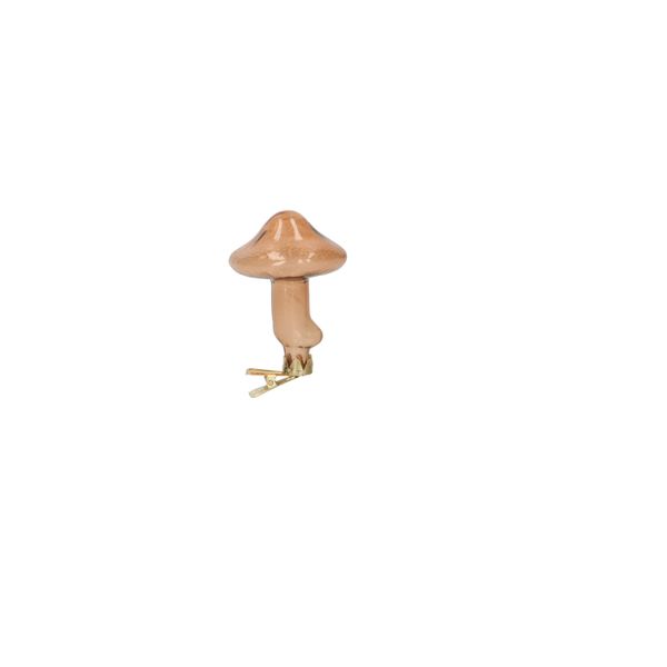 Pince de Noël, champignon, verre, brun, 5 x 8 cm
