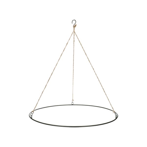 Hangkrans, zwart metaal, Ø 45 cm