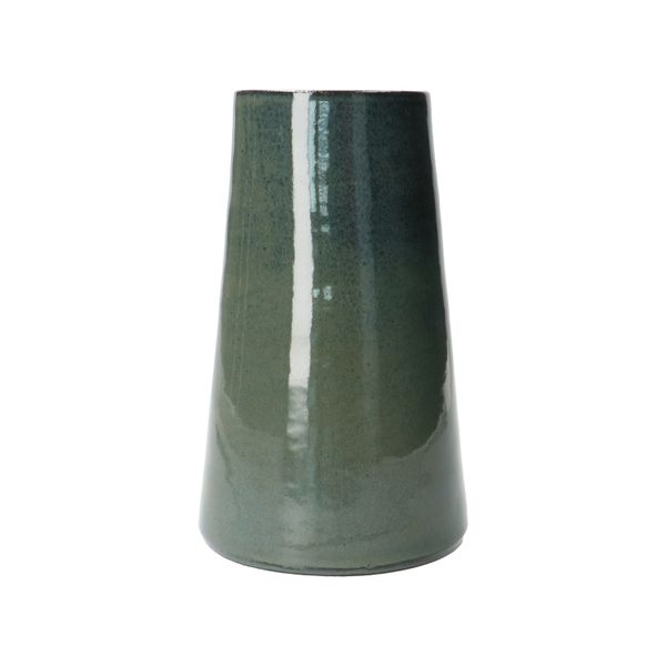 Vase, konisch, Steingut mit reactiver Glasur, dunkelblau