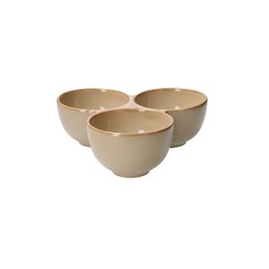 Serving dish with 3 bowls, reactive glaze, stoneware, sand