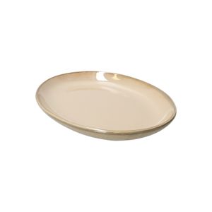 Servierplatte oval, reaktive Glasur, Steingut, sand