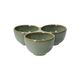 Serving dish with 3 bowls, reactive glaze, stoneware, green