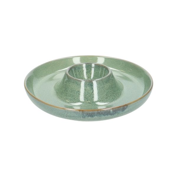 Serving dish for dips, reactive glaze, green