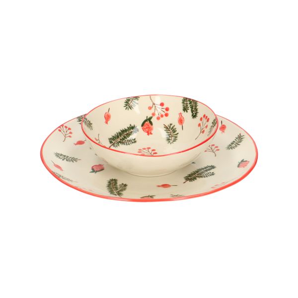 Assiette, grès, baies & brindilles, Ø 20 cm