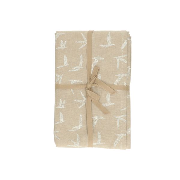 Nappe, coton bio, sable à motif d' oiseaux, 140 x 180 cm