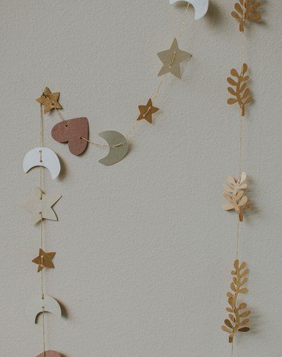 Christmas bunting, moon & stars, paper, 1.5 m 