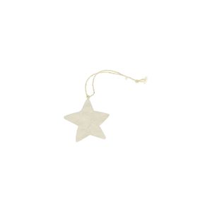Kersthanger ster, katoen-maché, wit, Ø 6 cm