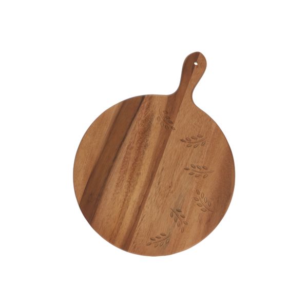 Serveerplank bladreliëf, acaciahout, Ø 32 cm
