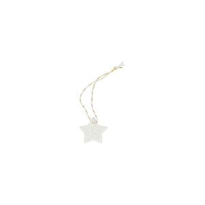 Kersthanger ster, wit porselein met spikkels, Ø 3,5 cm