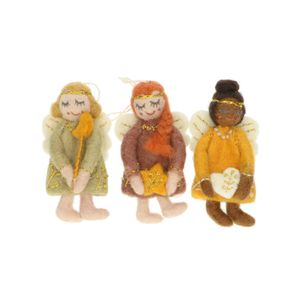 Kersthanger engeltjes, vilt, set van 3 in doos