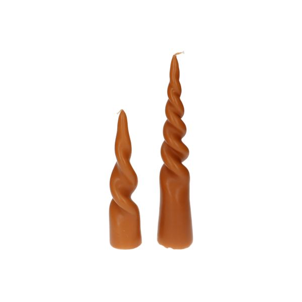 Bougie torsadée, caramel, 20 cm
