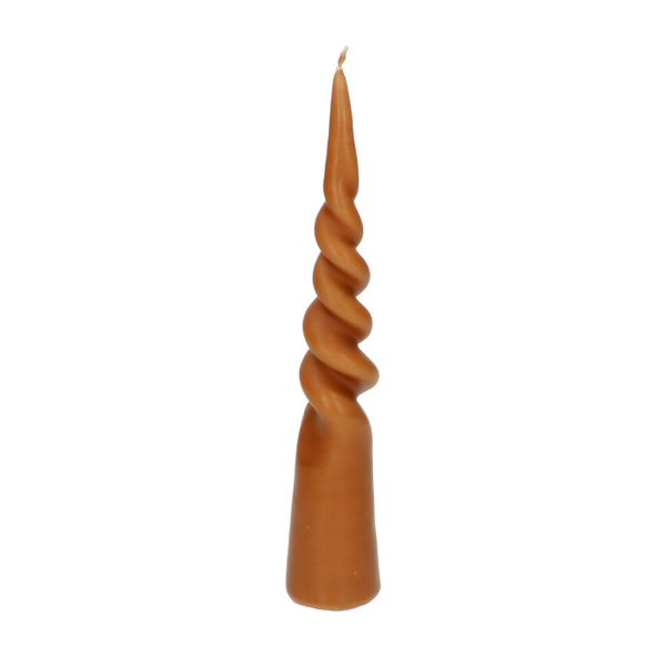 Kaars, gedraaid, toffee, 25 cm