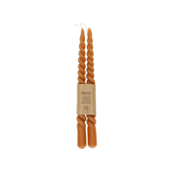 Tafelkerze, gedreht, Toffee, 29 cm, 2 Stück