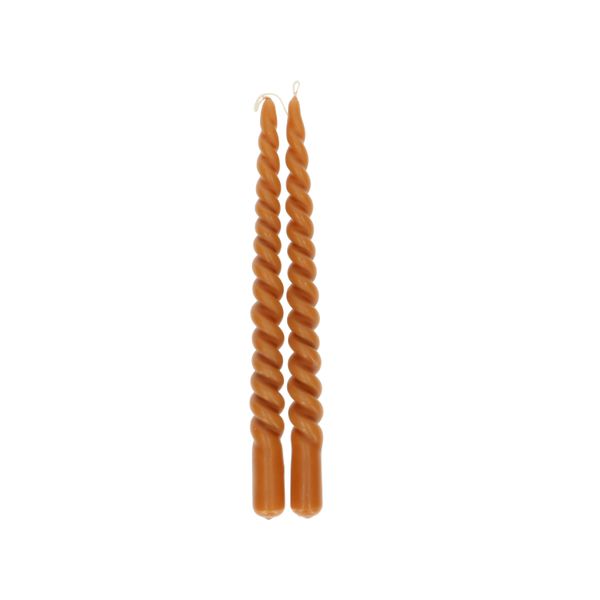 Tafelkerze, gedreht, Toffee, 29 cm, 2 Stück