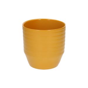 Pot de fleur, céramique, jaune ocre à rainures, Ø 13 cm 