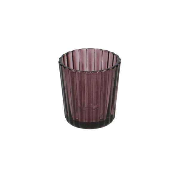 Bougeoir pour bougie chauffe-plat, nervuré, verre, violet, modèle haut