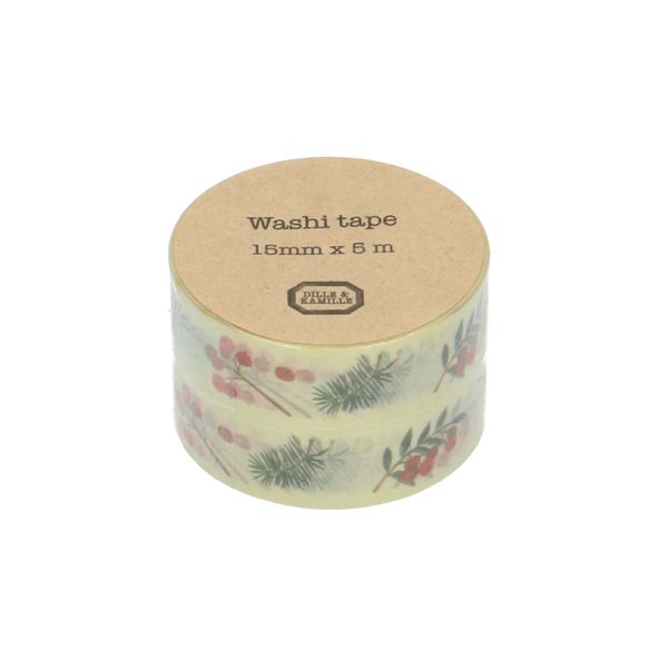 Washi tape, papier, besjes & takjes, 5 m, set van 2
