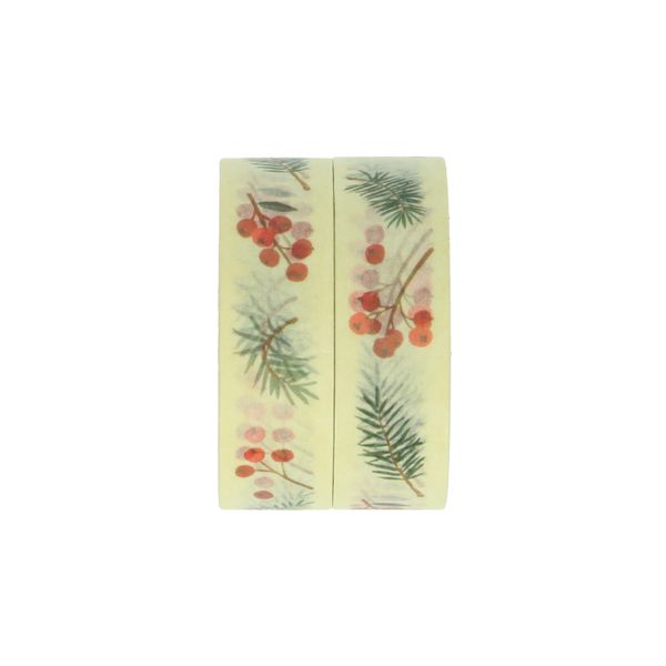 Washi tape, papier, besjes & takjes, 5 m, set van 2