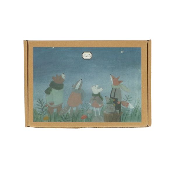 Kerstkaarten met envelop, bosdieren, doosje met 10 stuks