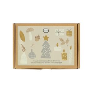 Kerstkaarten met envelop, kerstprint, doosje met 10 stuks