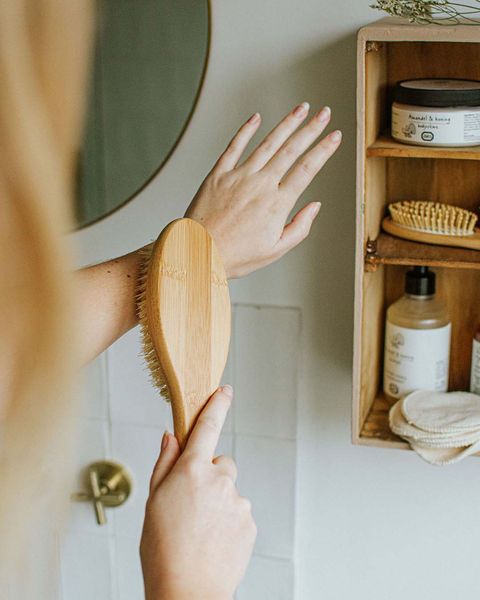 Bath and sauna brush, bamboo, hard bristles