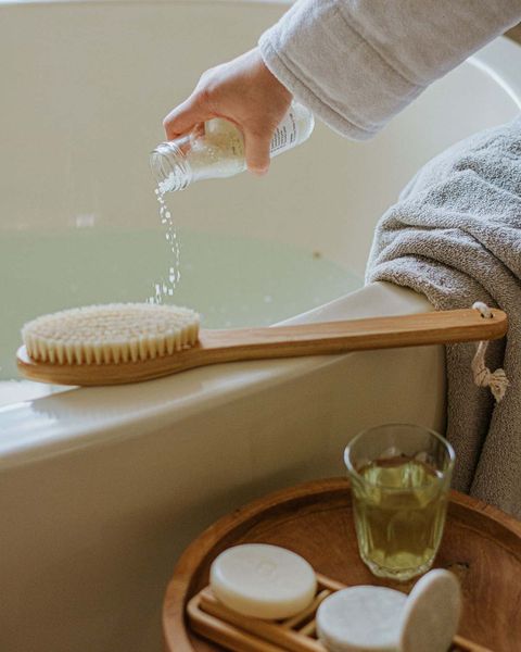 Bath and sauna brush, bamboo, soft bristles