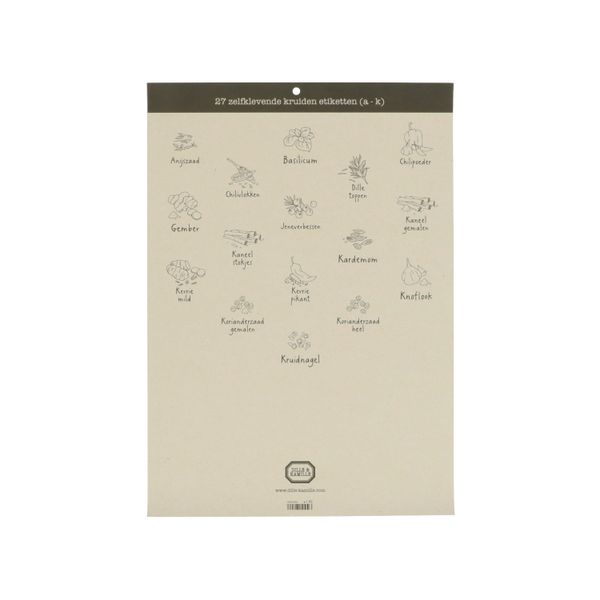 Etiketten kruiden&specerijen, zelfklevend, A t/m K