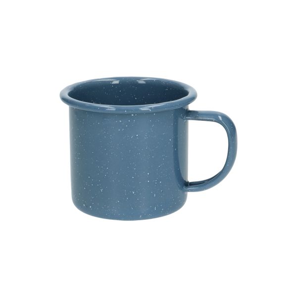 Becher mit Henkel, Emaille, blau, gesprenkelt, Ø 9 cm