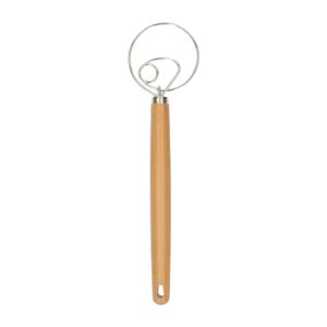 Danish dough whisk, wood and stainless steel