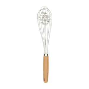 Whisk with ball, wood and stainless steel