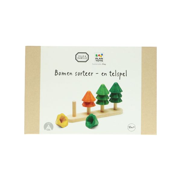 Jeu à empiler, arbres, bois d'hévéa, 18m+