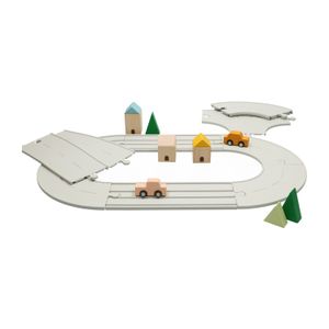 Car road play set, rubber and rubber wood , 3+